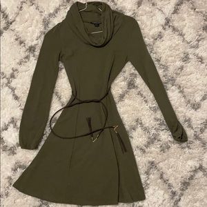 Army Green Cowl-neck Dress